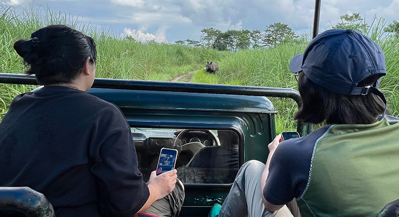 Encounter with One horn rhinoceros